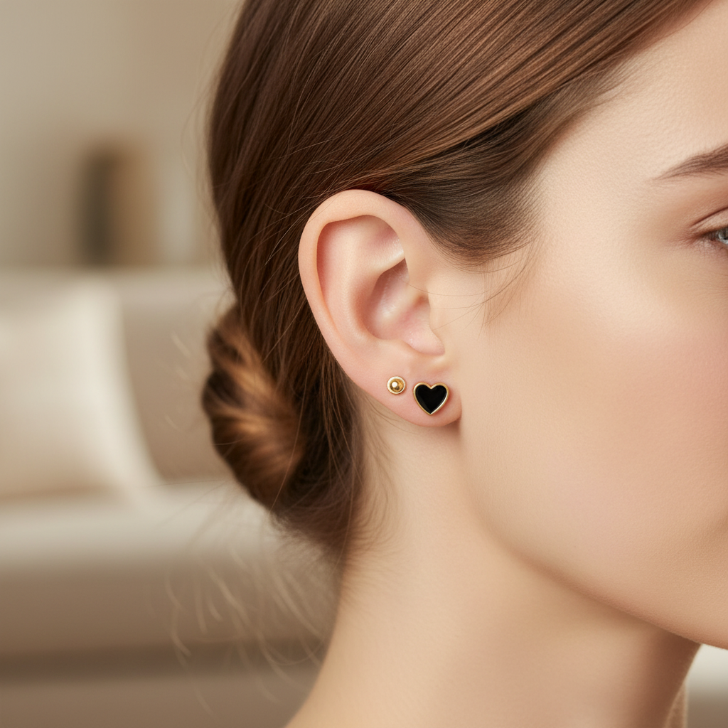 Night Heart Studs