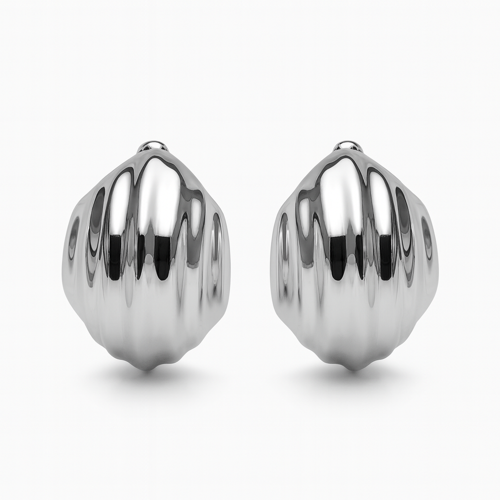 Sea Shell Stud Earings (Silver)