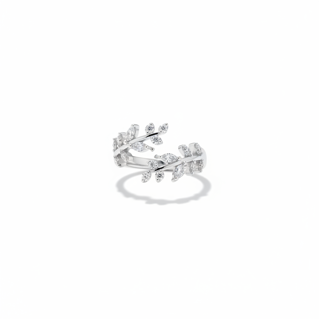 Zircon Leaf Ring (Silver)