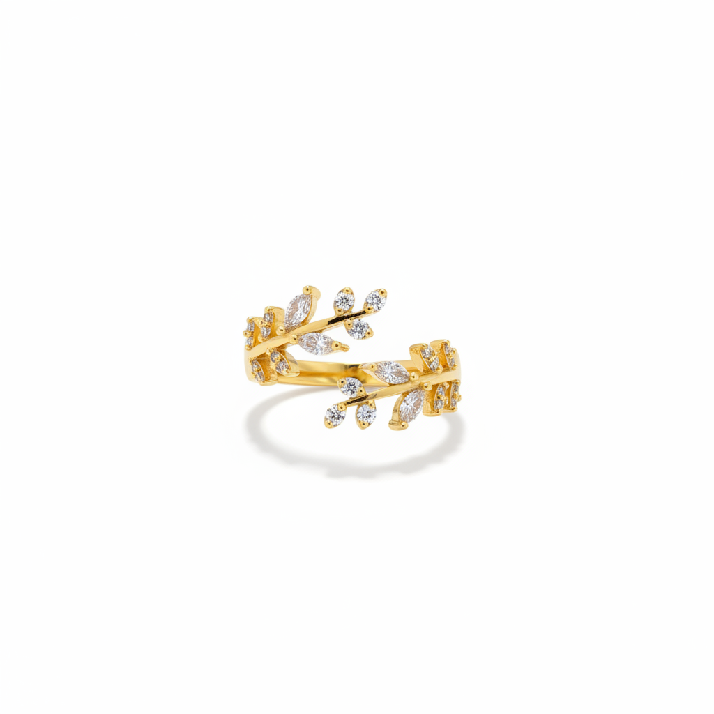 Zircon Leaf Ring (Gold)