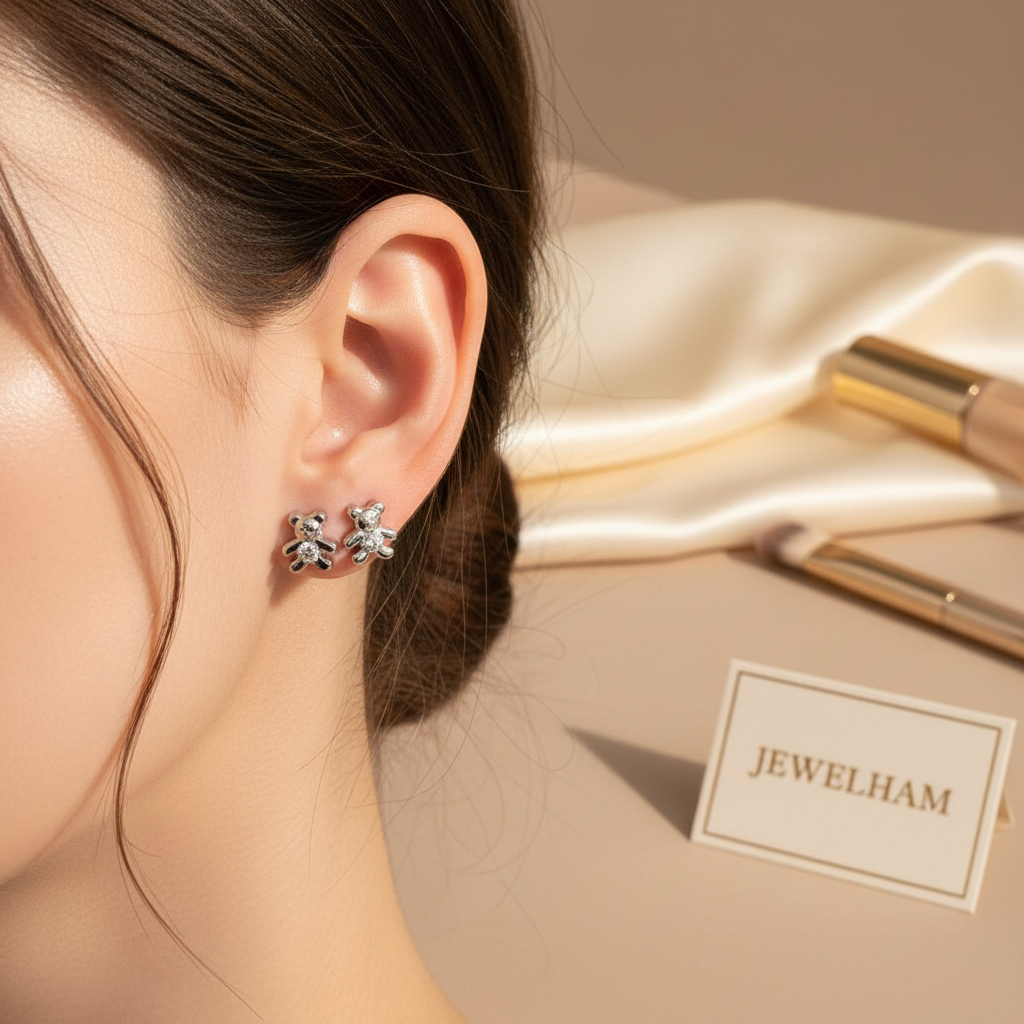Teddy Crystal Stud Earrings