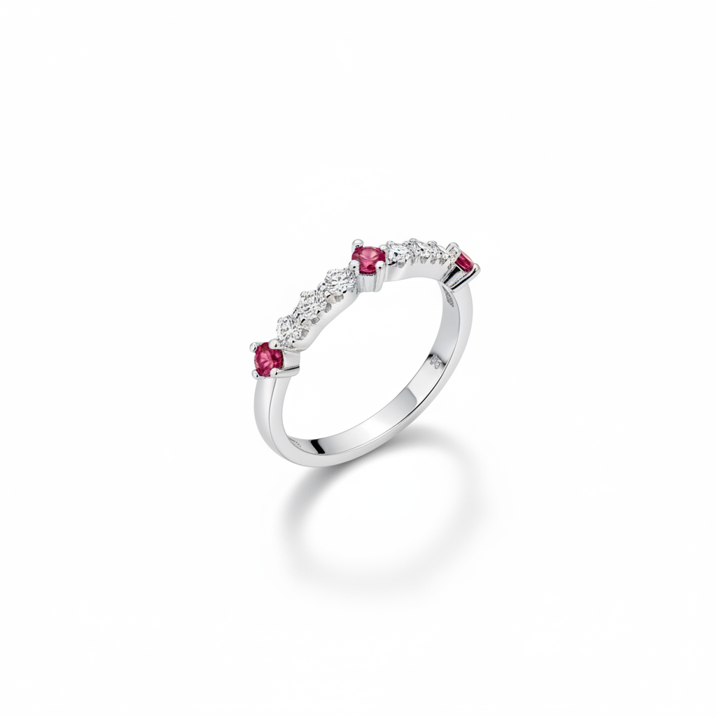 Cranberry Dot Ring - Silver