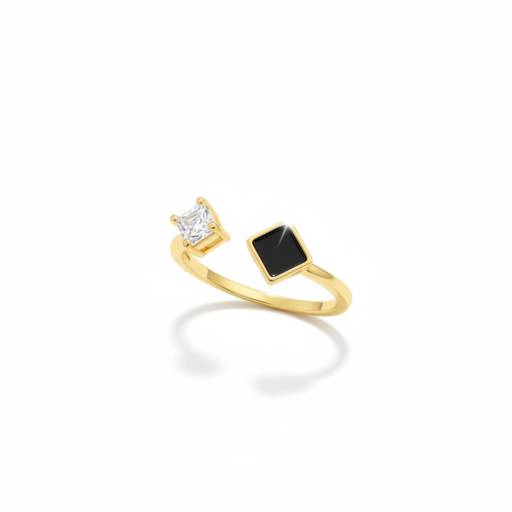 Onyx Spark Ring - Princess Cut