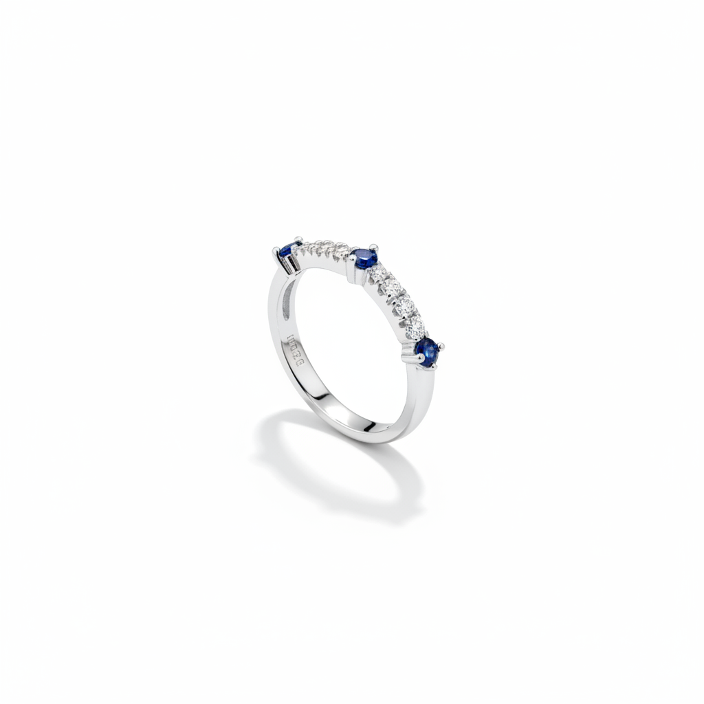 Blue Dot Ring - Silver