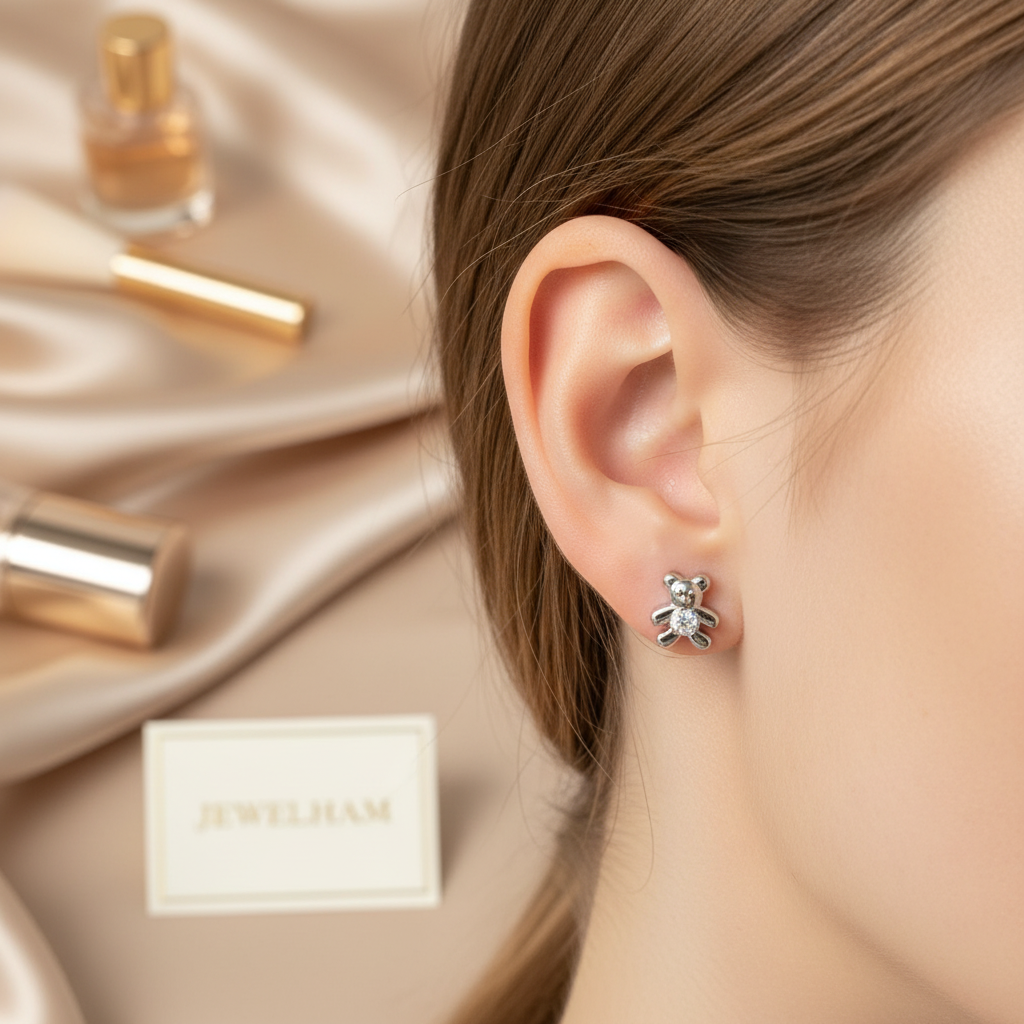 Teddy Crystal Stud Earrings