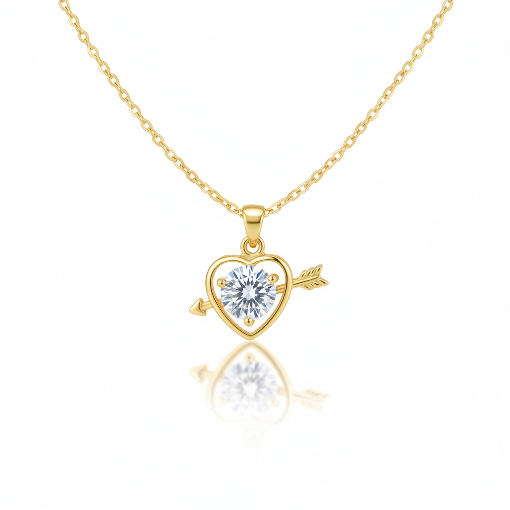 Cupid Heart Arrow Crystal Pendant