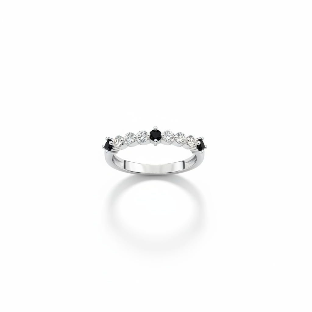 Black Dot Ring - Silver