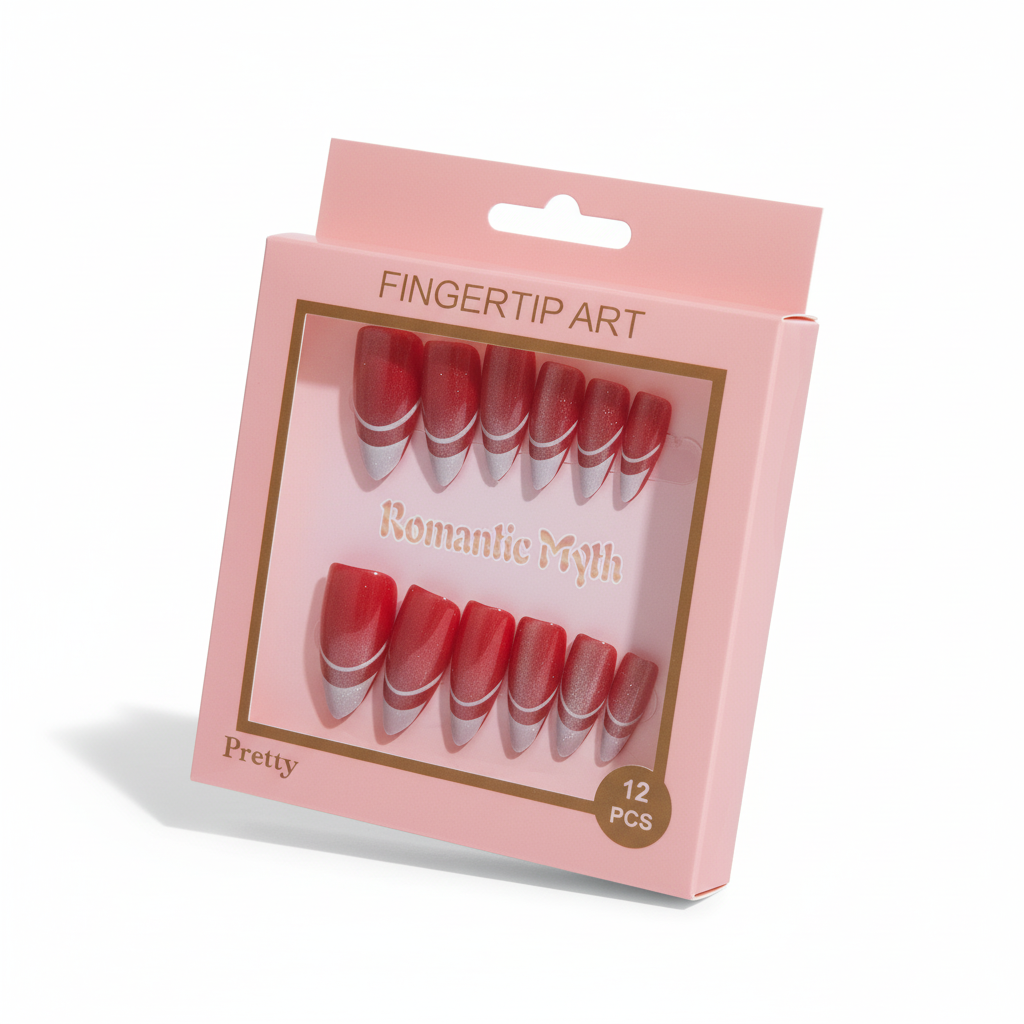 Ruby Sparkle French Press-On Nails
