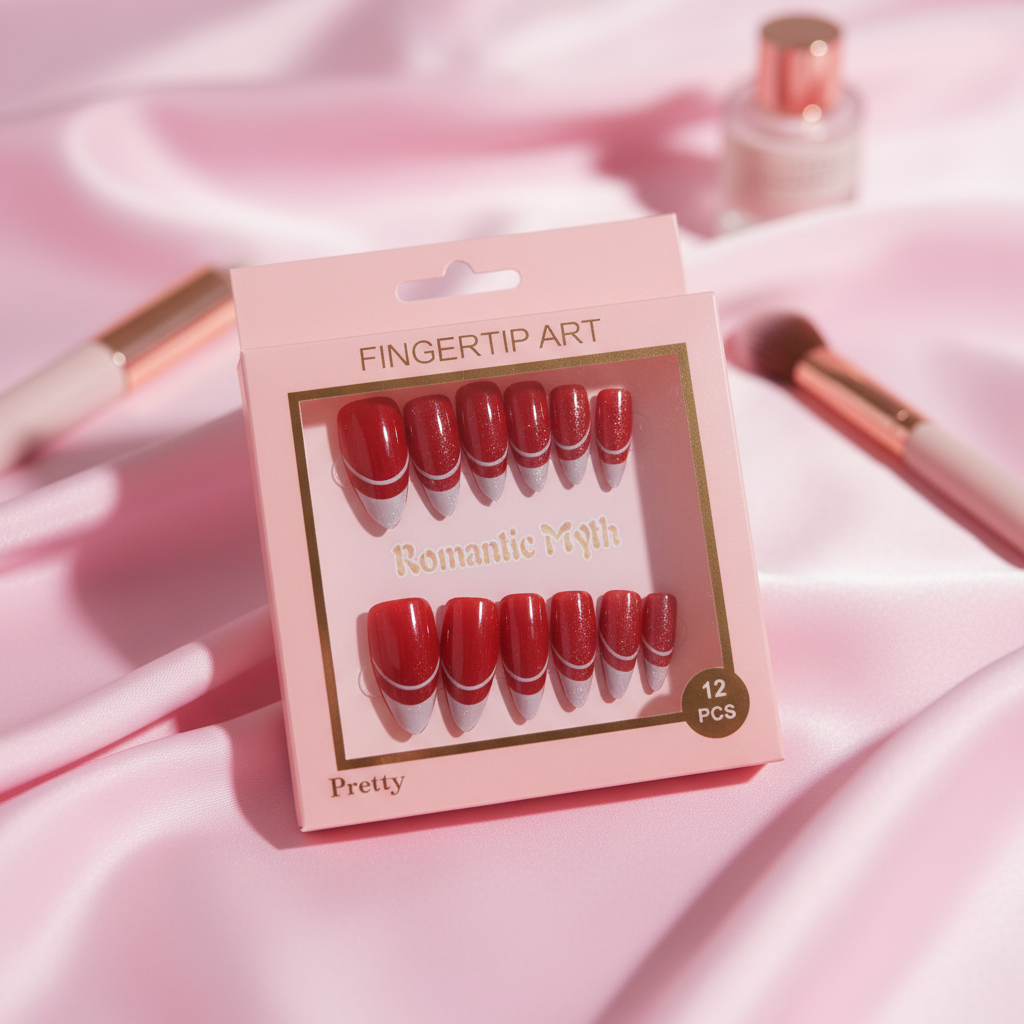 Ruby Sparkle French Press-On Nails
