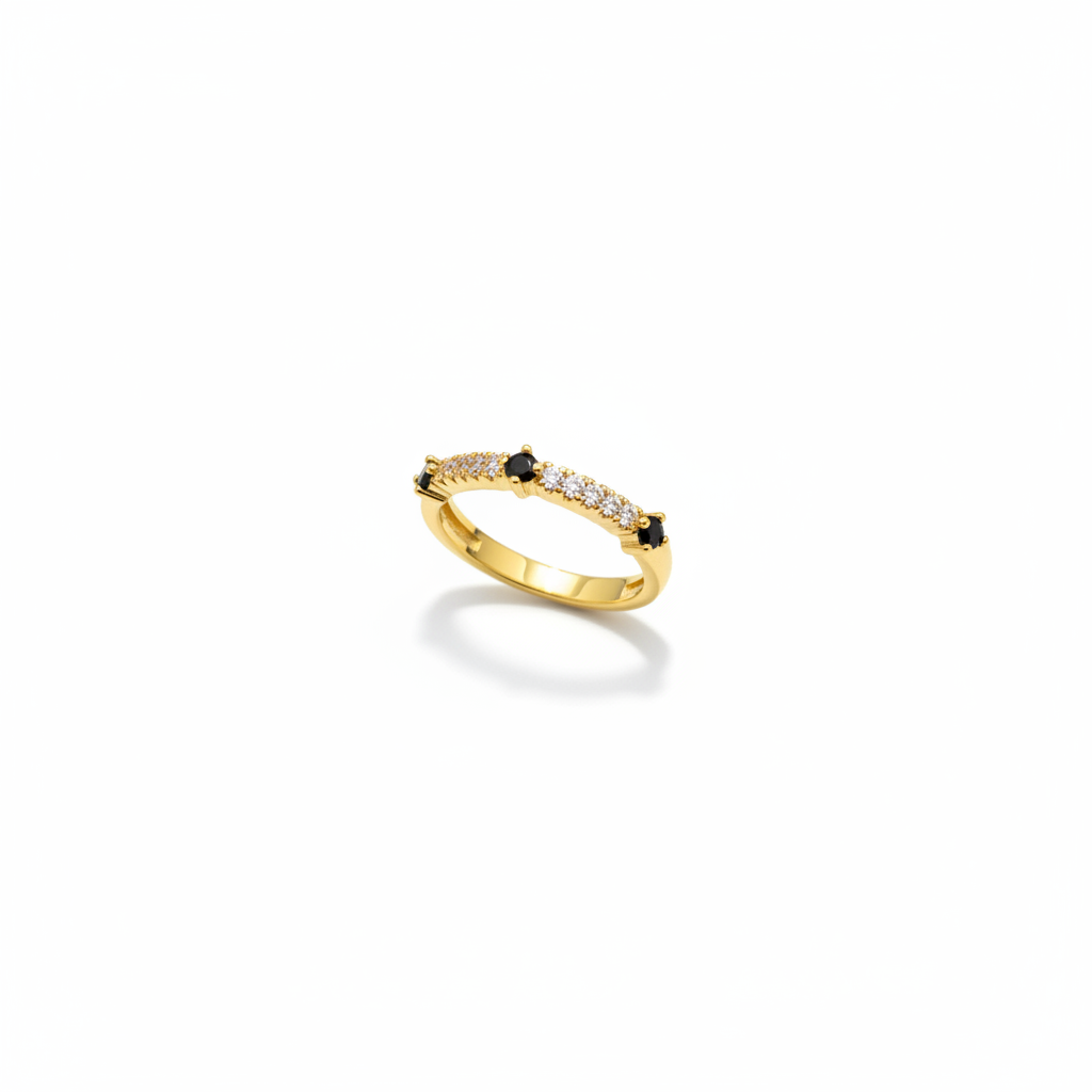 Black Dot Ring - Gold