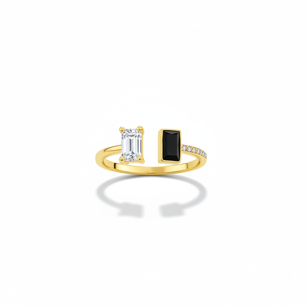 Onyx Spark Ring - Rectangular