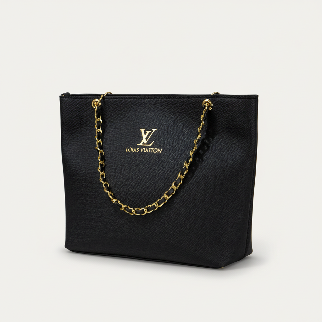 Noir Chain Tote - Black