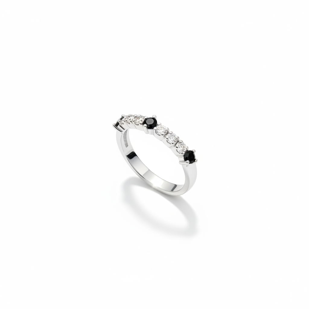 Black Dot Ring - Silver