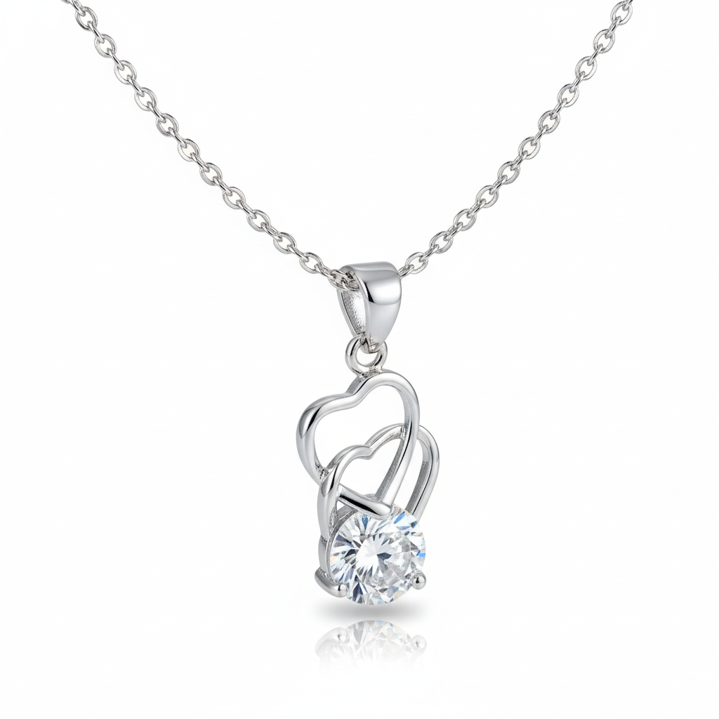 Double Heart Crystal Pendant