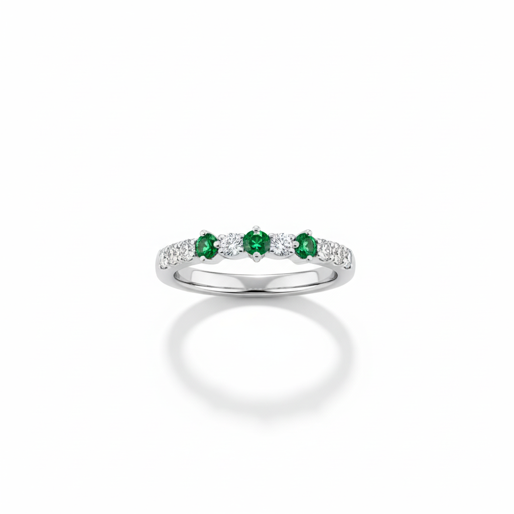 Emerald Dot Ring - Silver