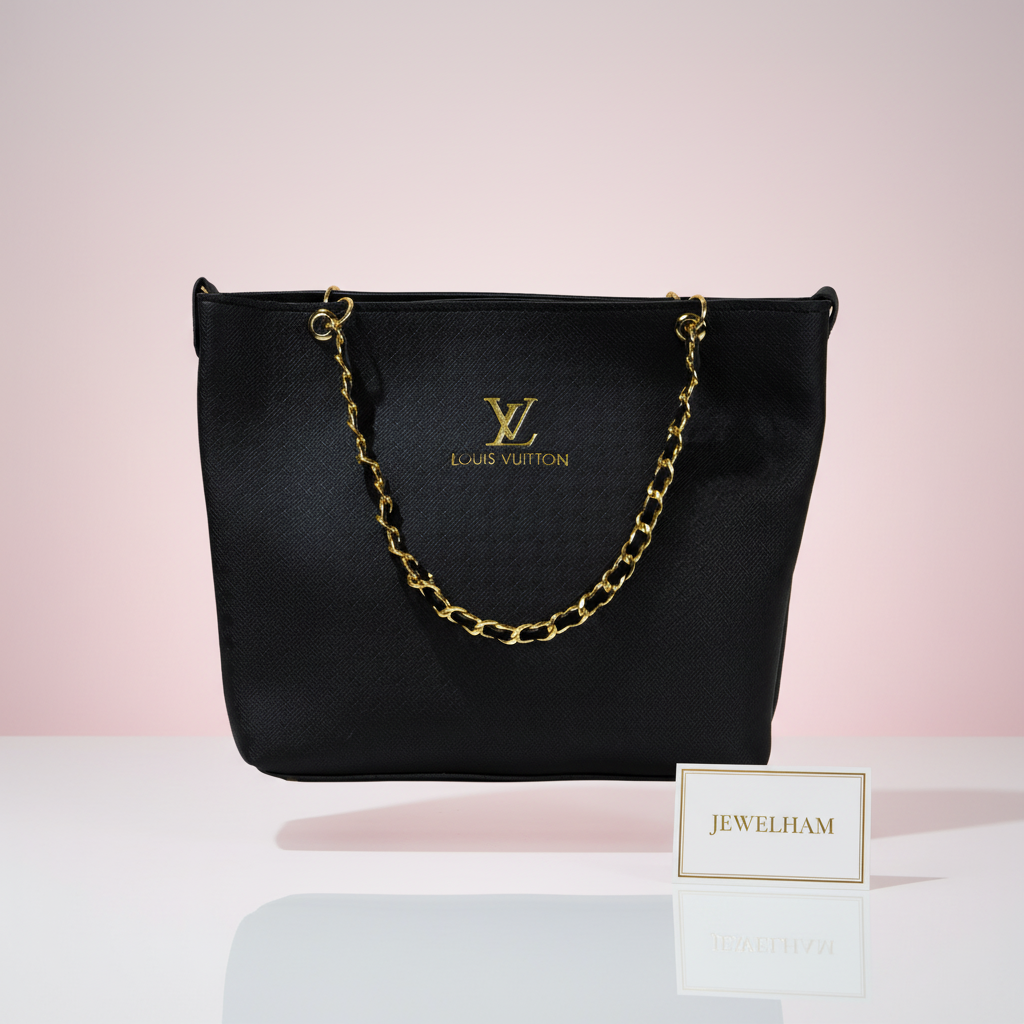 Noir Chain Tote - Black