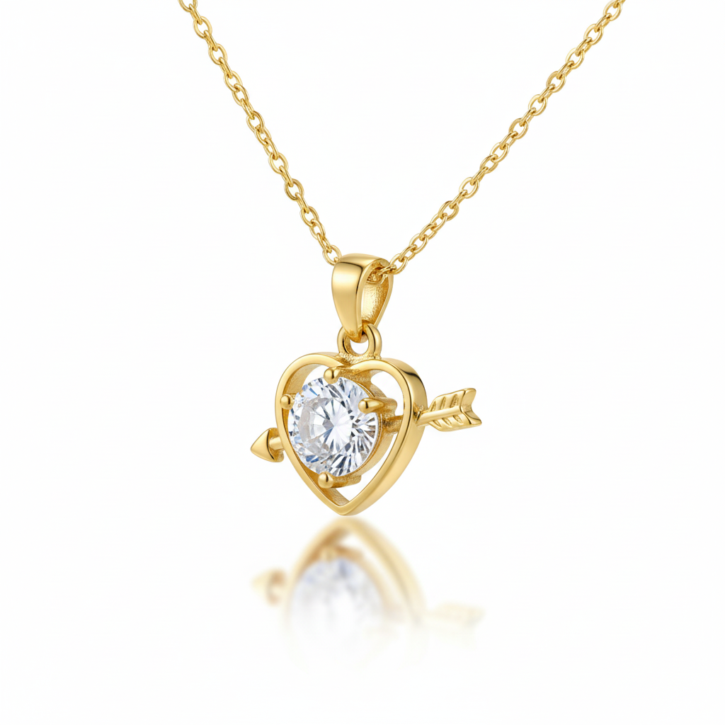 Cupid Heart Arrow Crystal Pendant