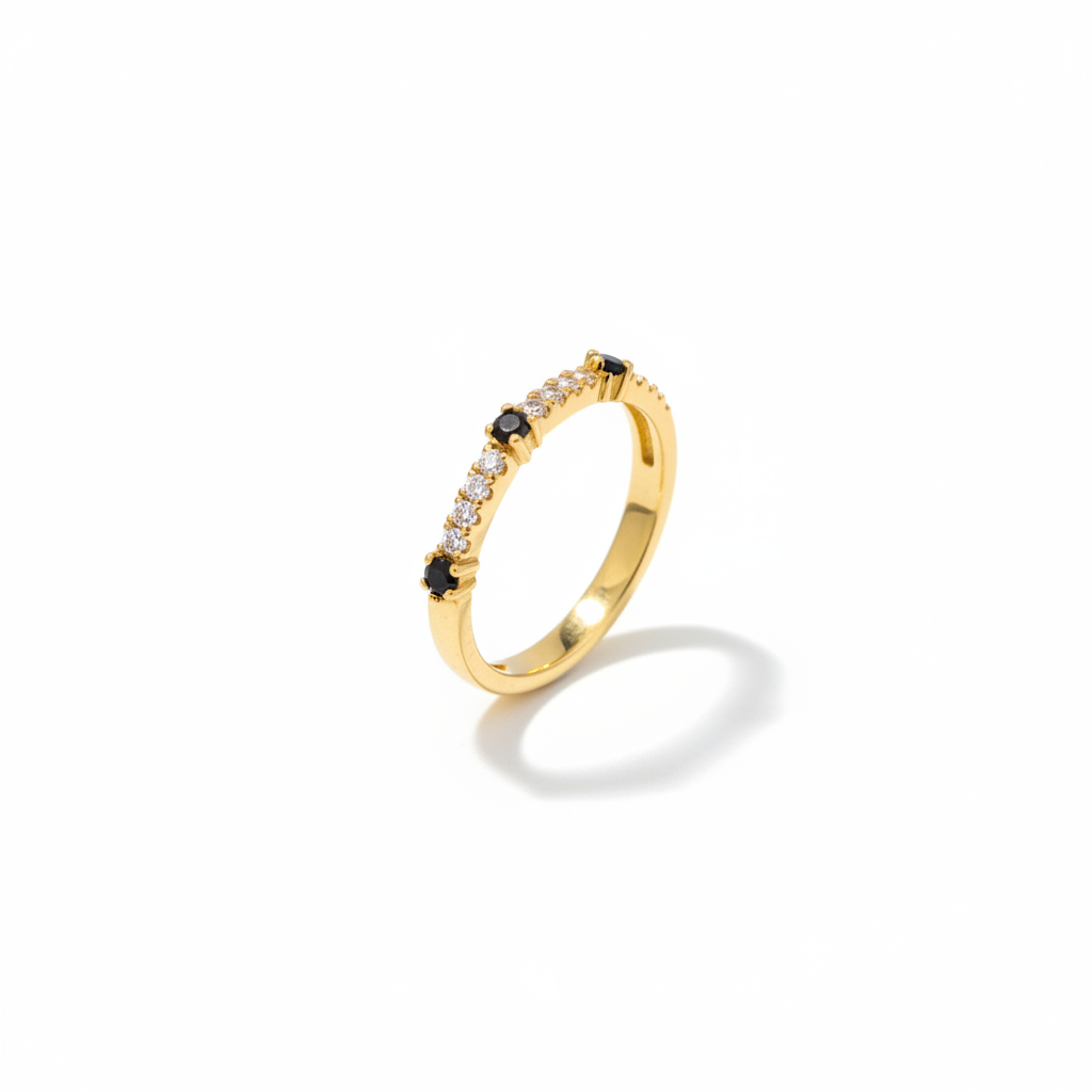 Black Dot Ring - Gold