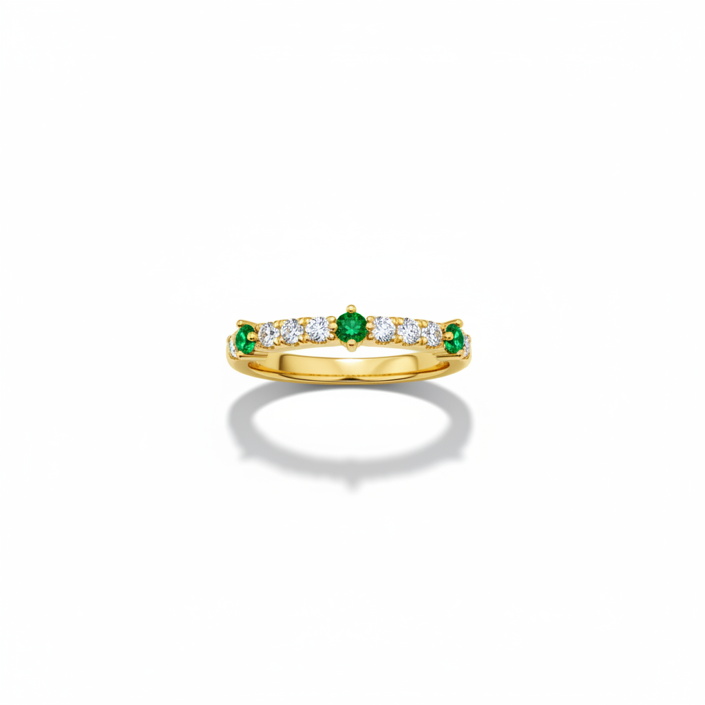 Emerald Dot Ring - Gold