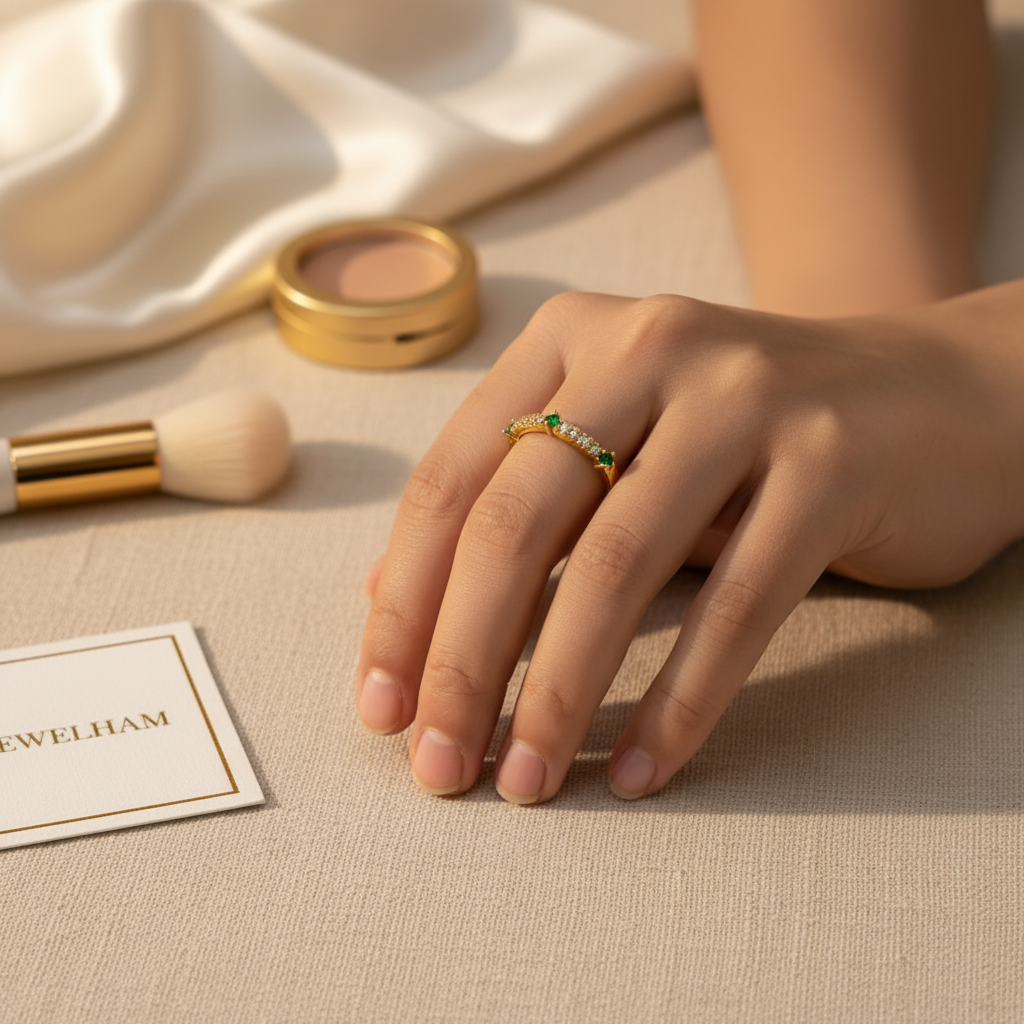 Emerald Dot Ring - Gold