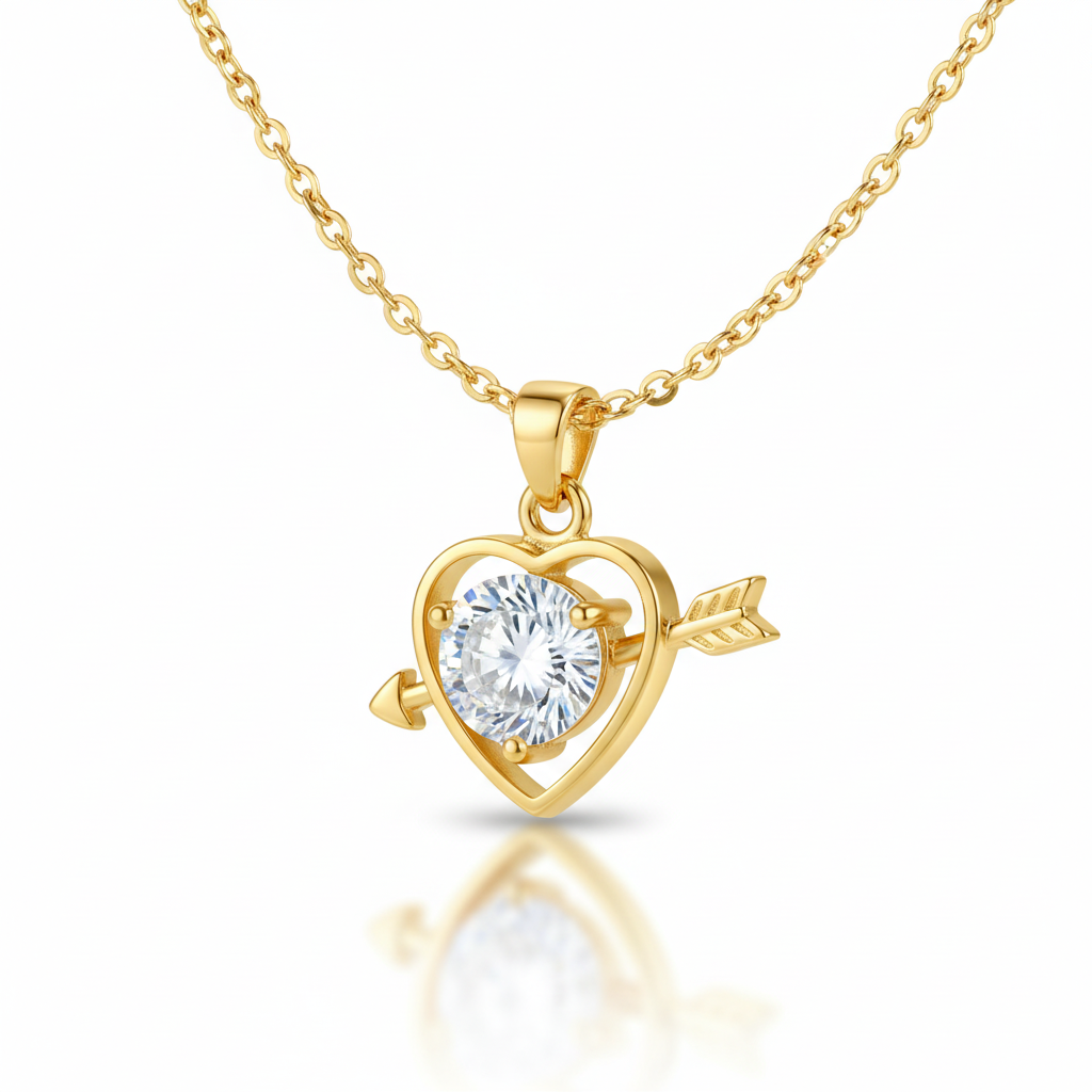 Cupid Heart Arrow Crystal Pendant