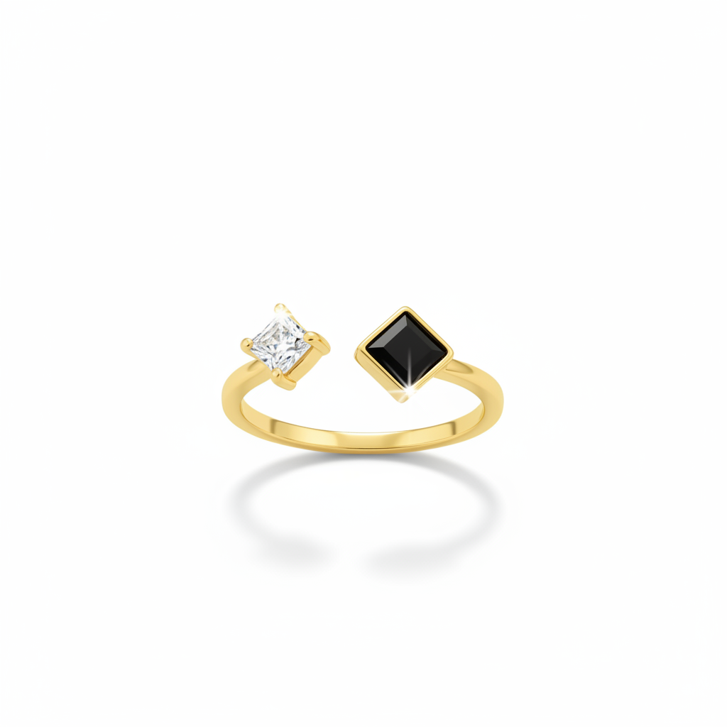 Onyx Spark Ring - Princess Cut