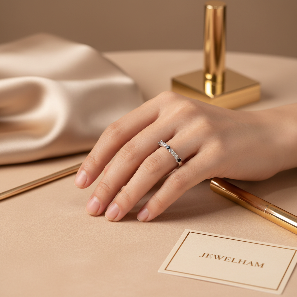 Black Dot Ring - Silver