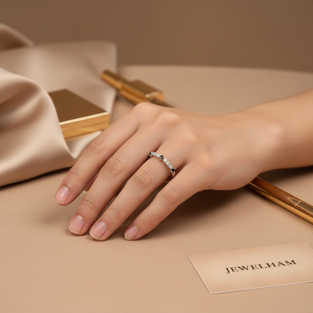 Black Dot Ring - Silver