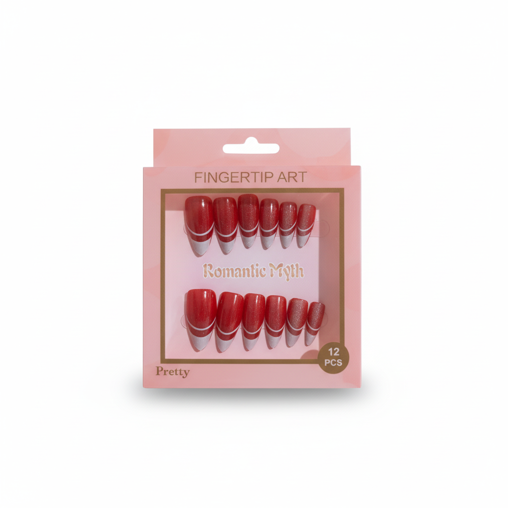 Ruby Sparkle French Press-On Nails