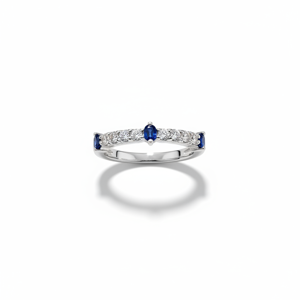 Blue Dot Ring - Silver