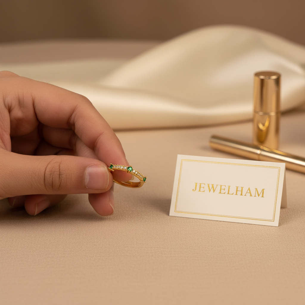 Emerald Dot Ring - Gold