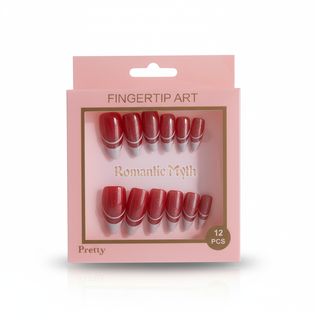 Ruby Sparkle French Press-On Nails