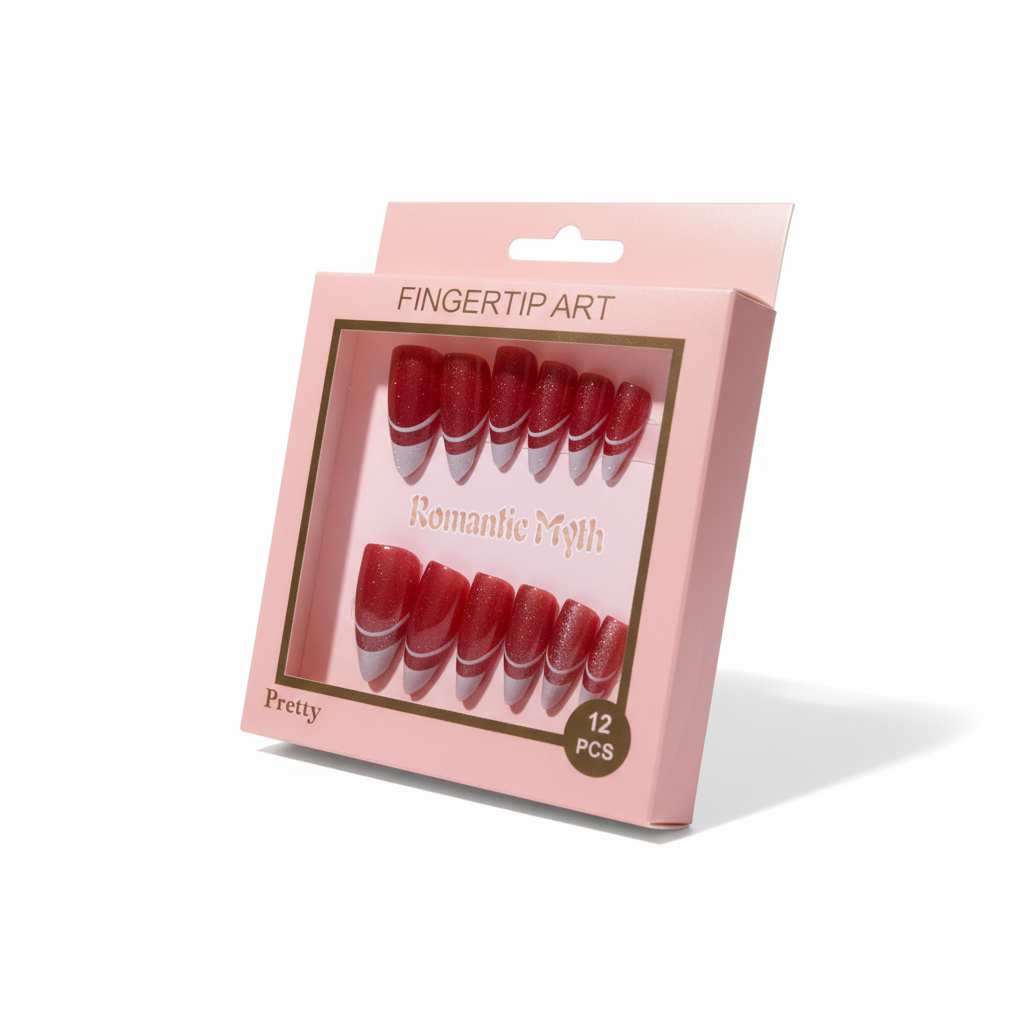 Ruby Sparkle French Press-On Nails