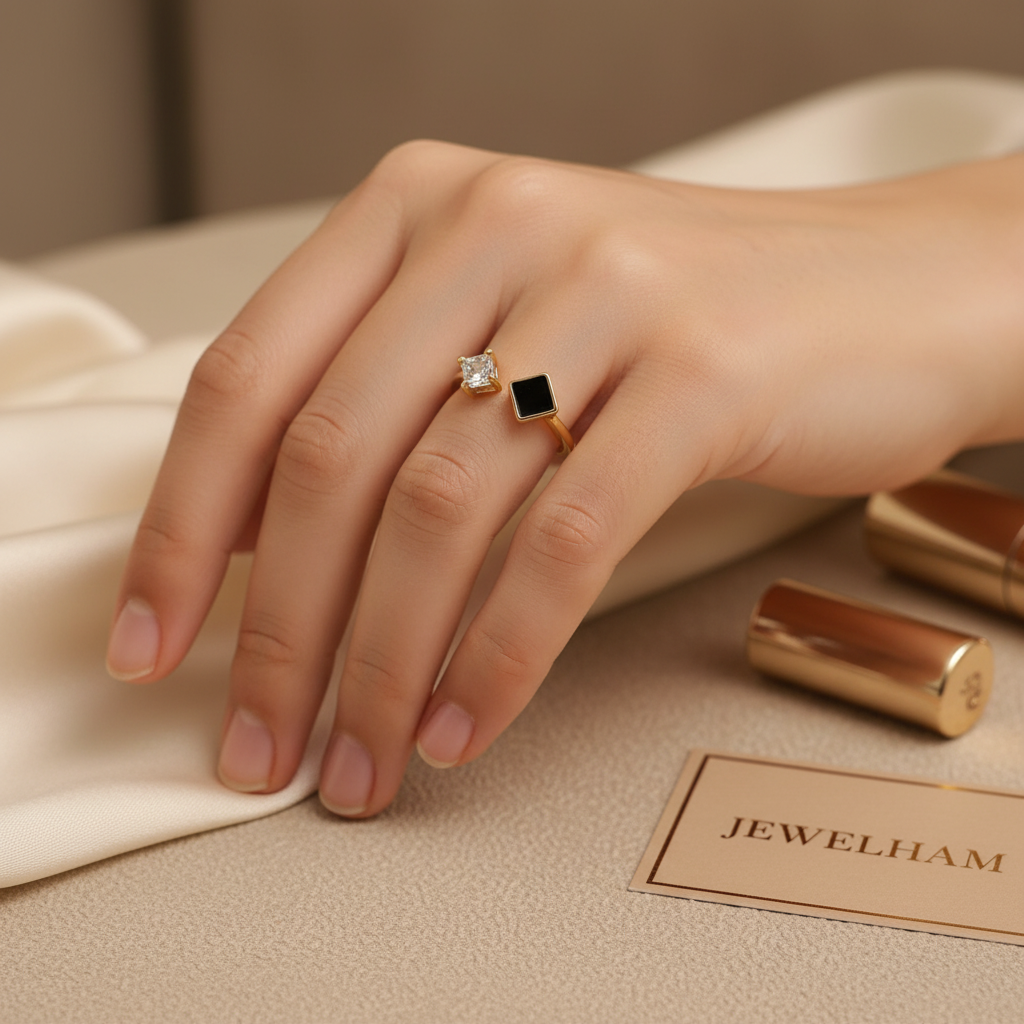 Onyx Spark Ring - Princess Cut