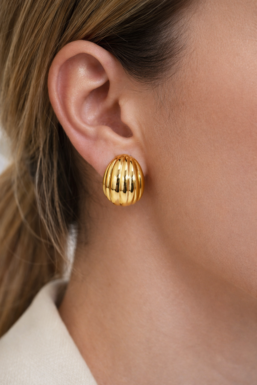 Sea Shell Stud Earings (Gold)